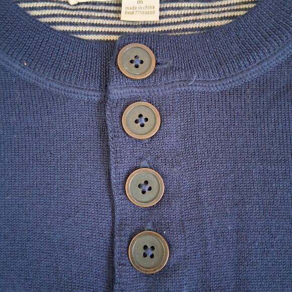 CARDIGAN brand Blue & Gray Striped 100% Wool Size Medium Minimalist Preppy - Picture 4 of 7